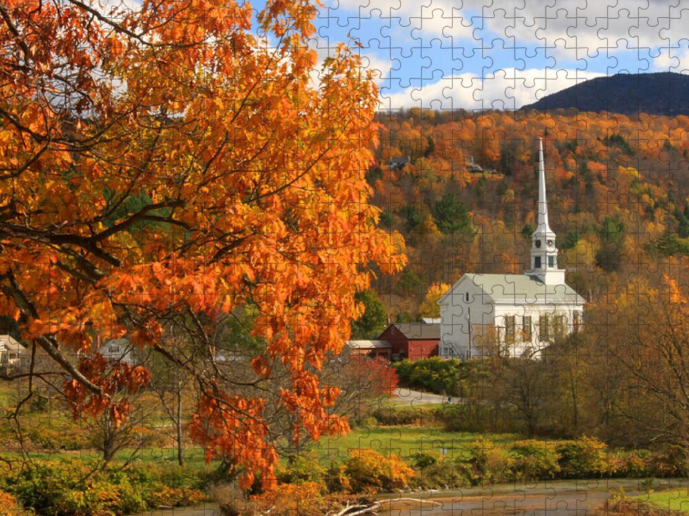 Stowe Jigsaw Puzzle featuring the photograph Stowe Vermont in Autumn by John Burk