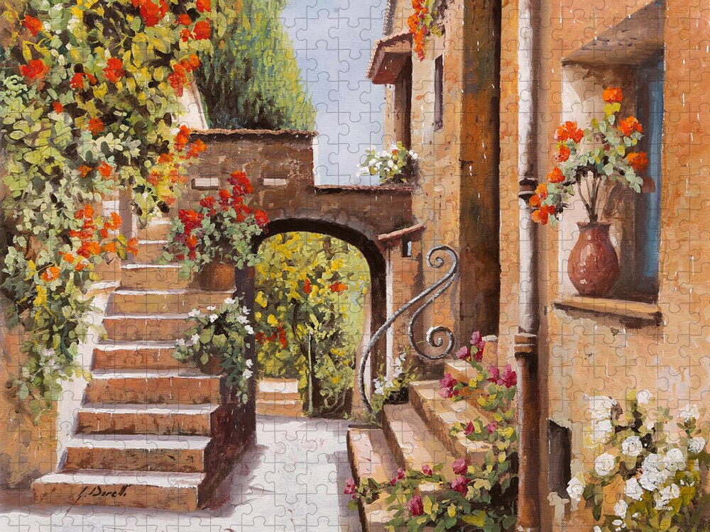 Cagnes Puzzle featuring the painting stradina di Cagnes by Guido Borelli