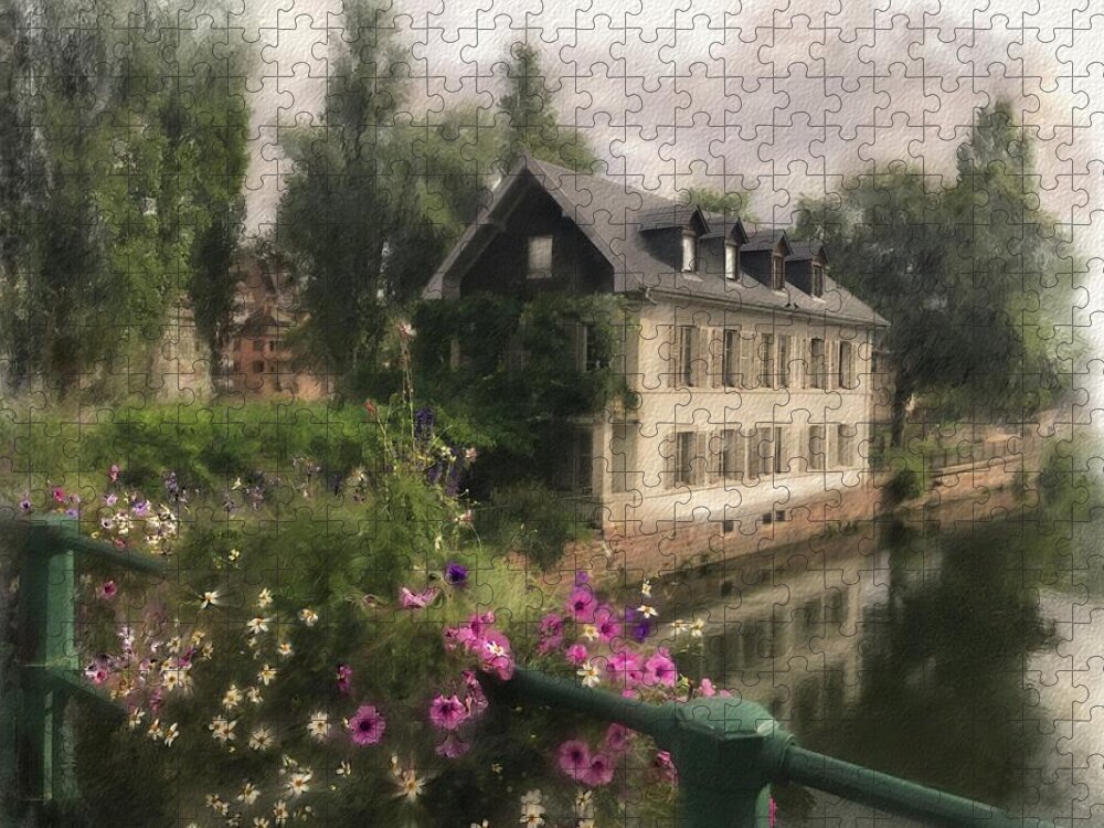 France Jigsaw Puzzle featuring the digital art Strasbourg Bridge by Gina Harrison