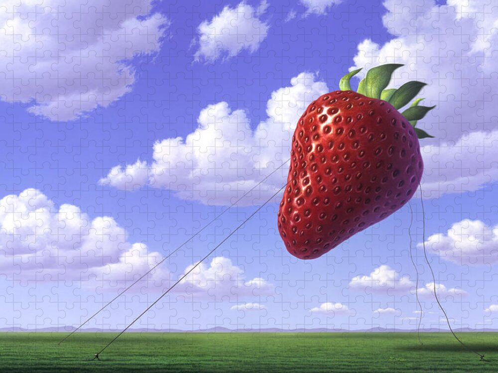 Strawberry Jigsaw Puzzle featuring the painting Strawberry Field by Jerry LoFaro