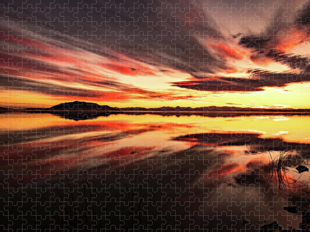Utah Lake Jigsaw Puzzle featuring the photograph Streaks of Utah Lake by Wesley Aston