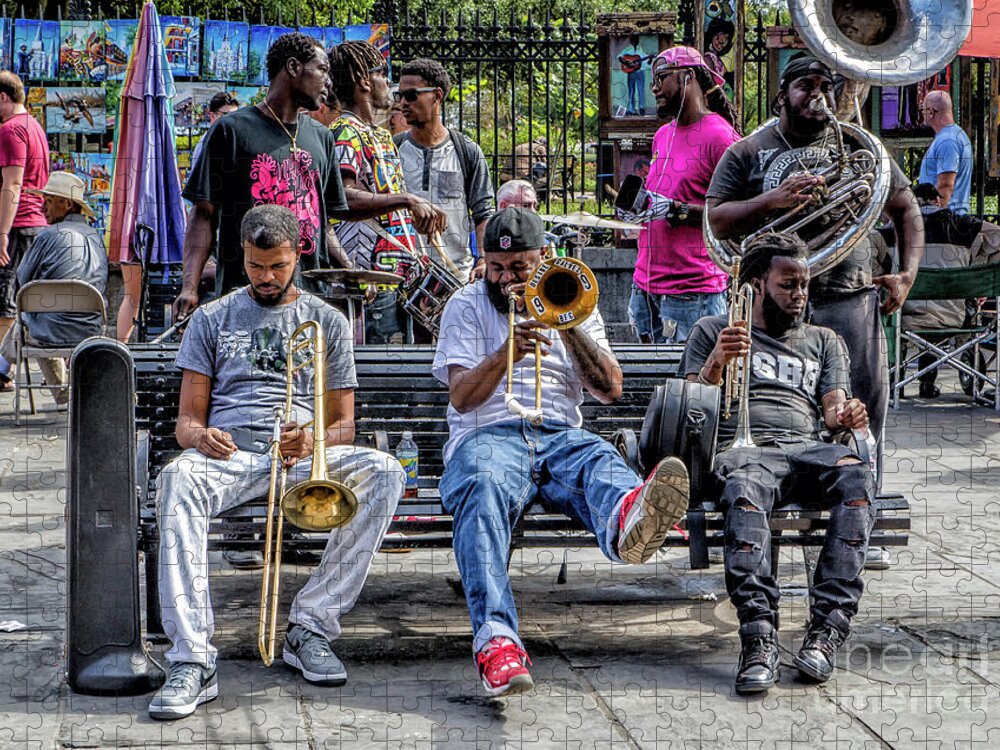Tuba Jigsaw Puzzle featuring the photograph Street Photography - Musicians in Jackson Square by Kathleen K Parker