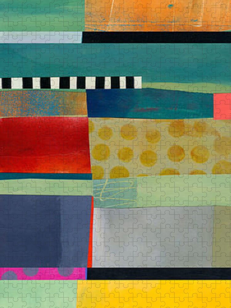 Abstract Art Jigsaw Puzzle featuring the painting Stripe Assemblage 2 by Jane Davies