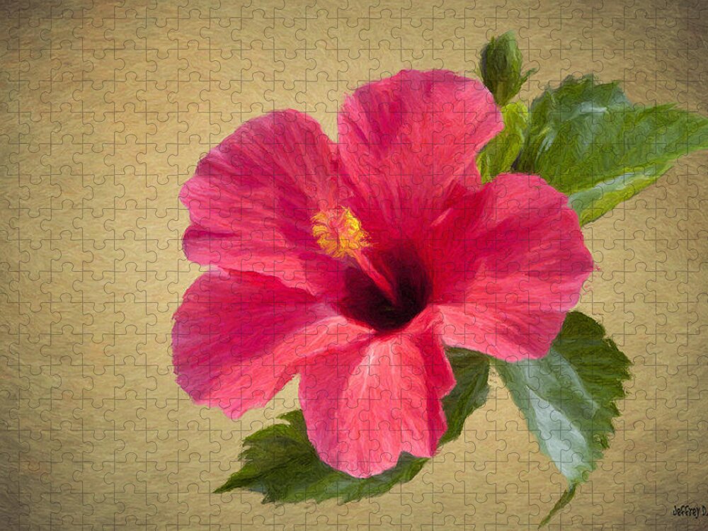 Flower Jigsaw Puzzle featuring the painting Study in Scarlet by Jeffrey Kolker
