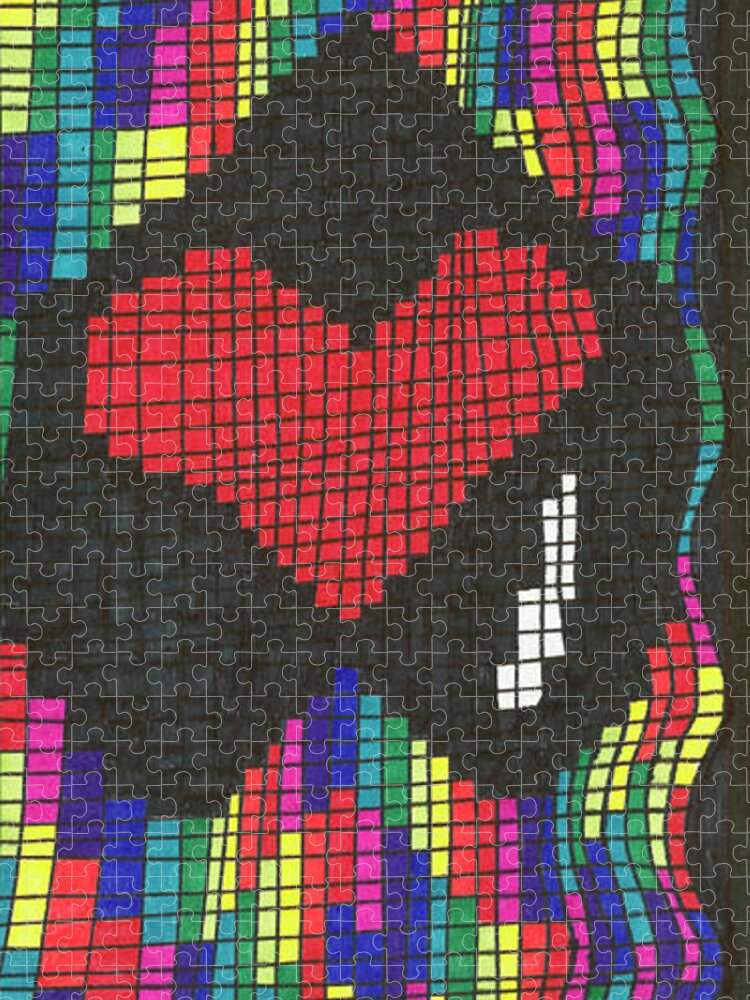 Heart Jigsaw Puzzle featuring the drawing Suffering by Lara Morrison