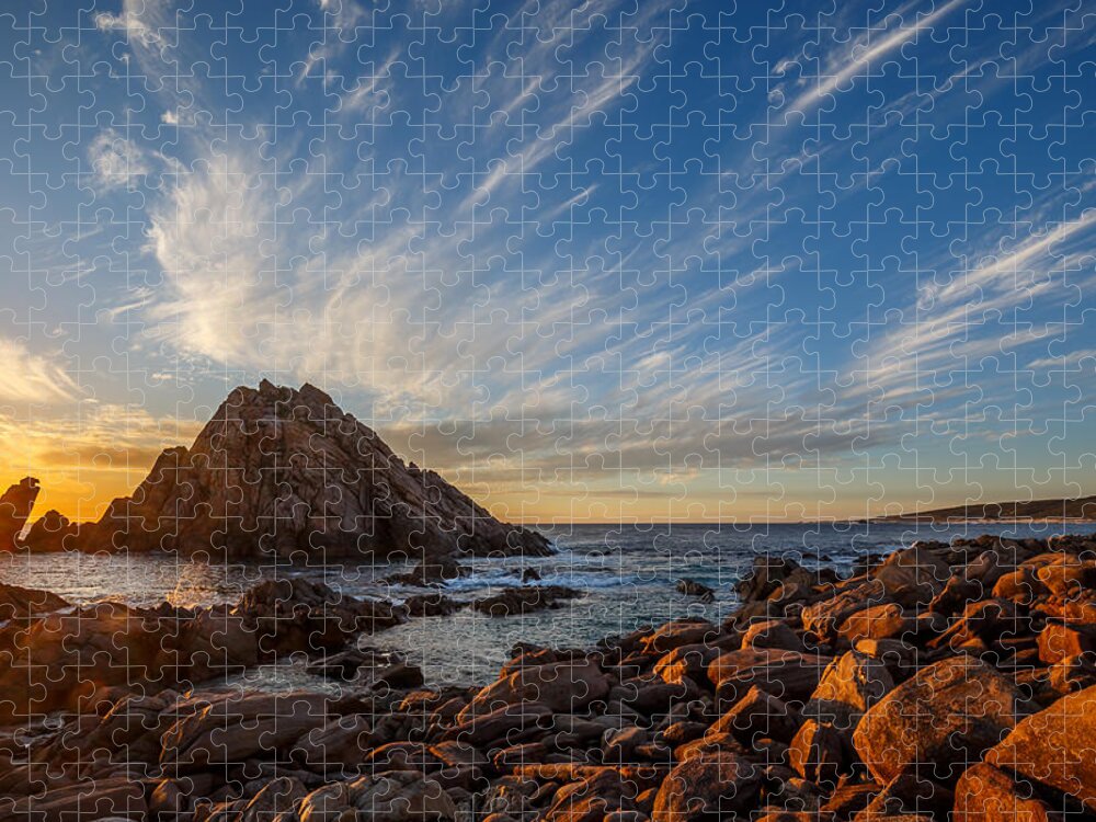 Sunset Jigsaw Puzzle featuring the photograph Sugarloaf Rock by Robert Caddy