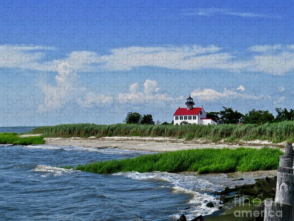 East Point Lighthouse Jigsaw Puzzle featuring the photograph Summer at East Point Lighthouse by Nancy Patterson