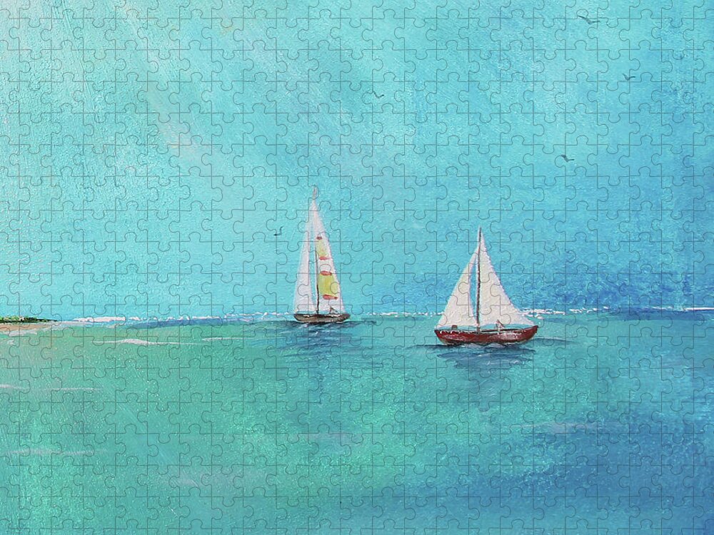 Summer Jigsaw Puzzle featuring the painting Summer Breeze-E by Jean Plout