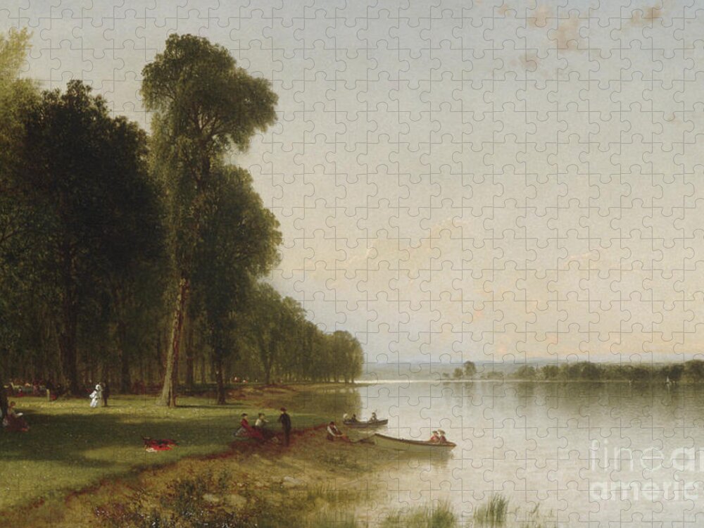 Summer Day On Conesus Lake Jigsaw Puzzle featuring the painting Summer Day on Conesus Lake, 1870 by John Frederick Kensett
