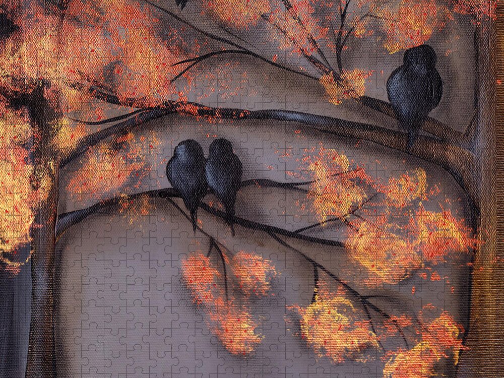 Birds Jigsaw Puzzle featuring the painting Summer Evenings by Abril Andrade