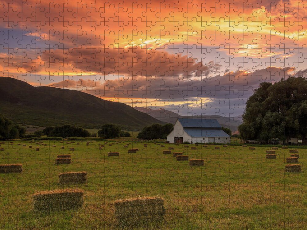 Wallsburg Jigsaw Puzzle featuring the photograph Summer scene at a Wallsburg Barn. by Wasatch Light