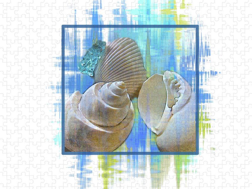 Seashells Jigsaw Puzzle featuring the digital art Summer Shells by Gina Harrison