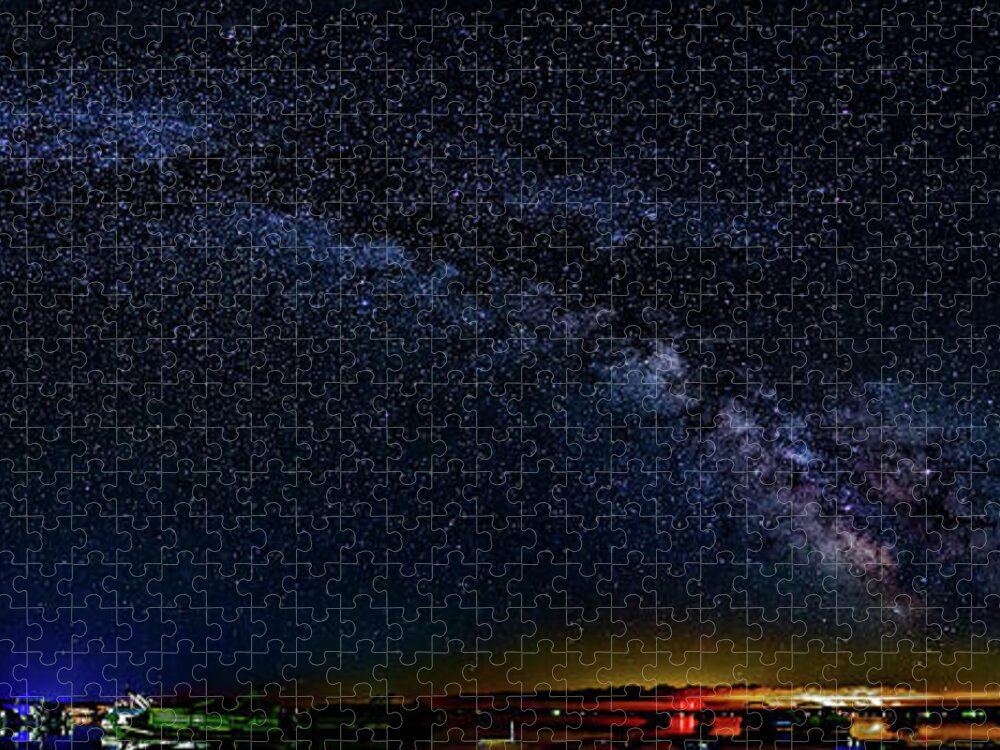 Milky Way Jigsaw Puzzle featuring the photograph Summer solstice Milky way style by Joe Holley