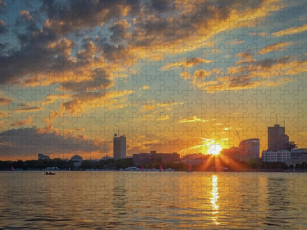 Boston Jigsaw Puzzle featuring the photograph Summer Sunset over Cambridge by Kristen Wilkinson