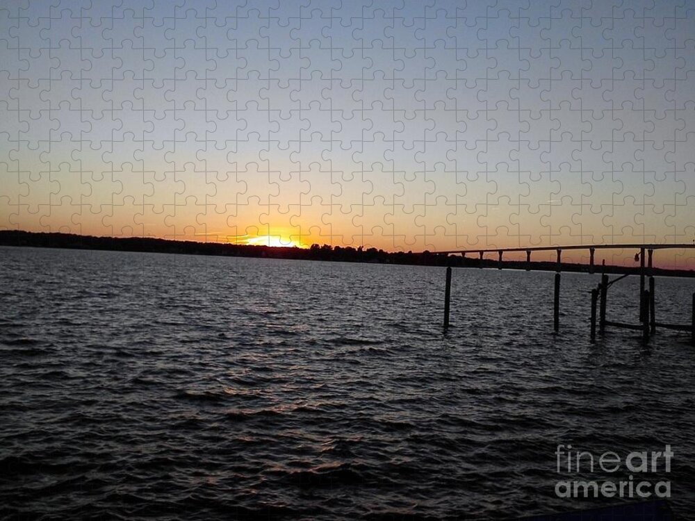 Bridge Jigsaw Puzzle featuring the photograph Sun Going Down Near Gov Thomas Johnson Bridge by Jimmy Clark