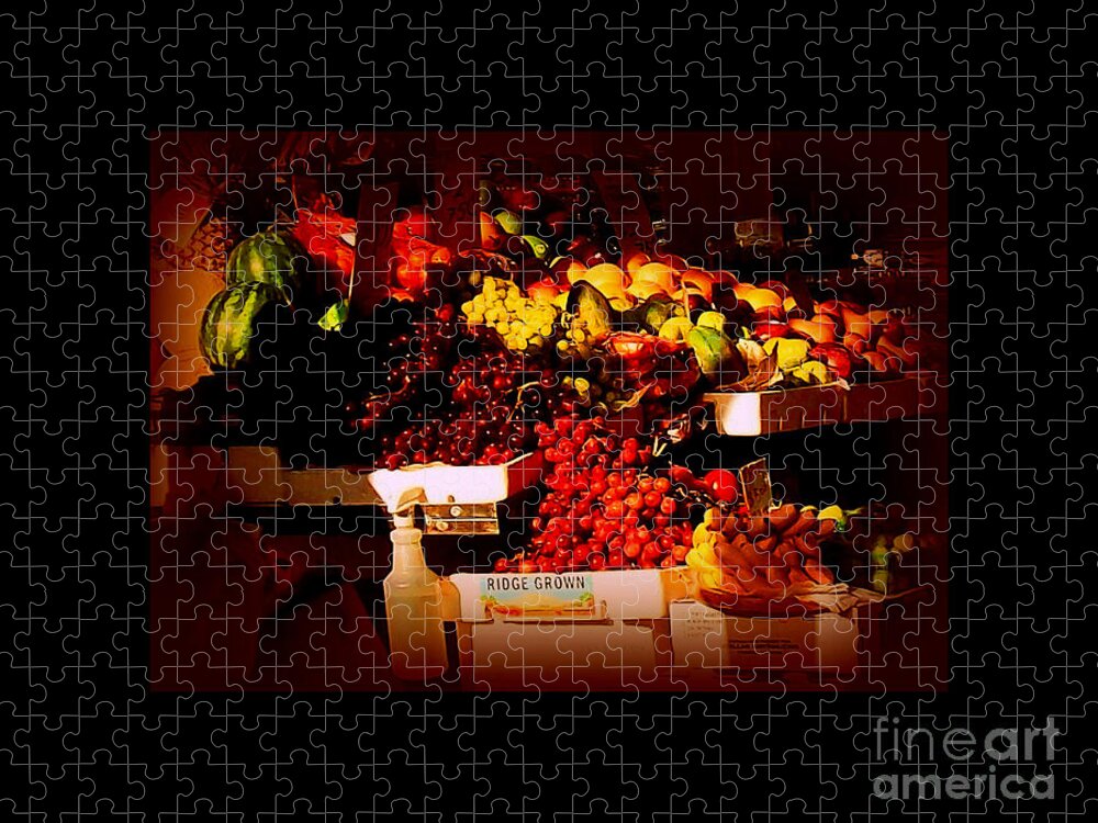 Fruitstand Jigsaw Puzzle featuring the photograph Sun on Fruit - Markets and Street Vendors of New York City by Miriam Danar