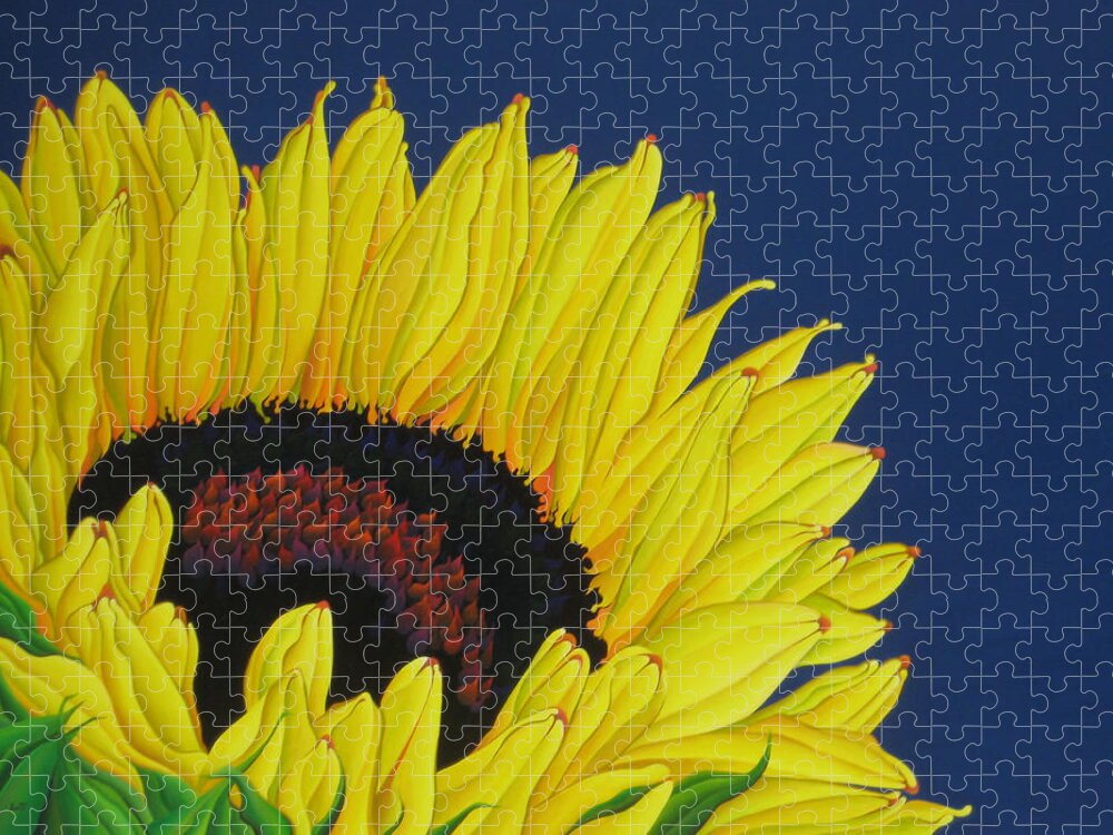 Sunflower Jigsaw Puzzle featuring the painting Sun Ray Superstar by Amy Ferrari