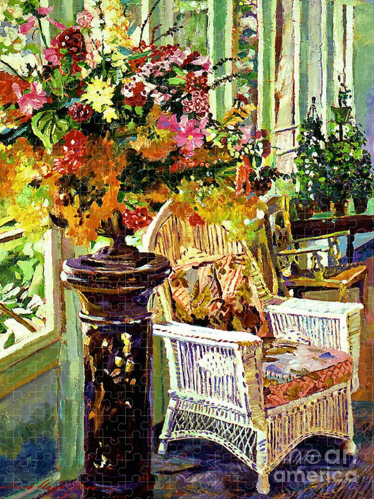 Flowers Jigsaw Puzzle featuring the painting Sun Room by David Lloyd Glover