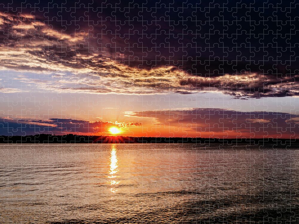 Horizontal Jigsaw Puzzle featuring the photograph Sun Setting by Doug Long