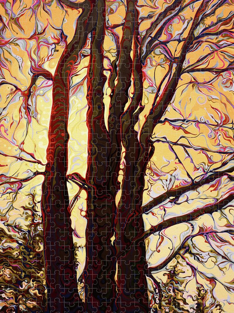 Tree Jigsaw Puzzle featuring the painting Sun-Shielding GallanTrees by Amy Ferrari