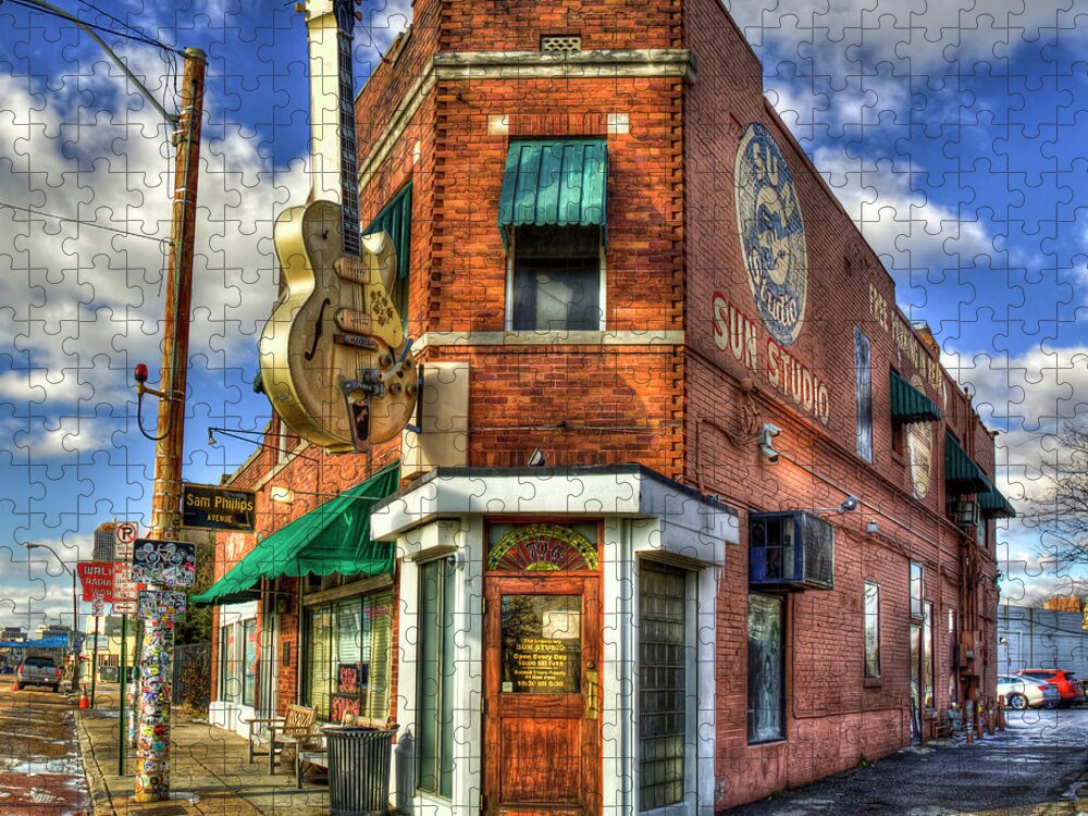 Reid Callaway Memphis Tn Sun Studio Images Jigsaw Puzzle featuring the photograph Memphis TN Sun Studio Rock N Roll Birthing Place Architectural Art by Reid Callaway