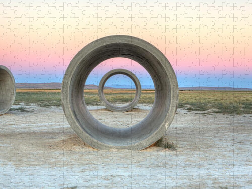 After Sundown Jigsaw Puzzle featuring the photograph Sun Tunnel Dusk Panorama by David Andersen