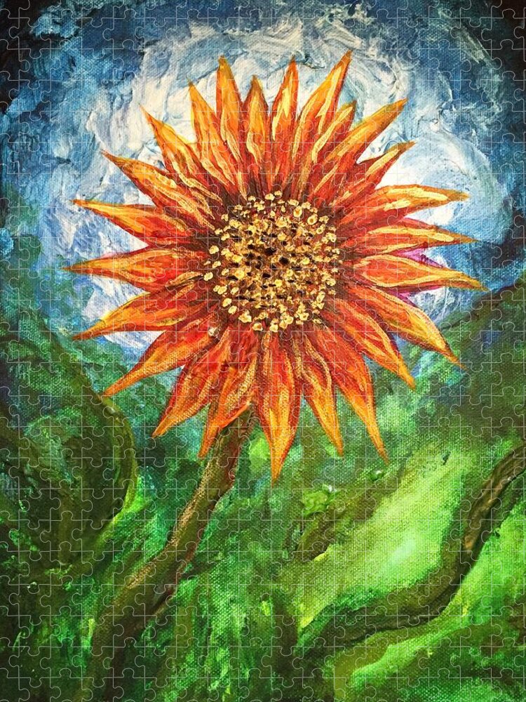 Sunflower Jigsaw Puzzle featuring the painting Sunflower Joy by Michelle Pier
