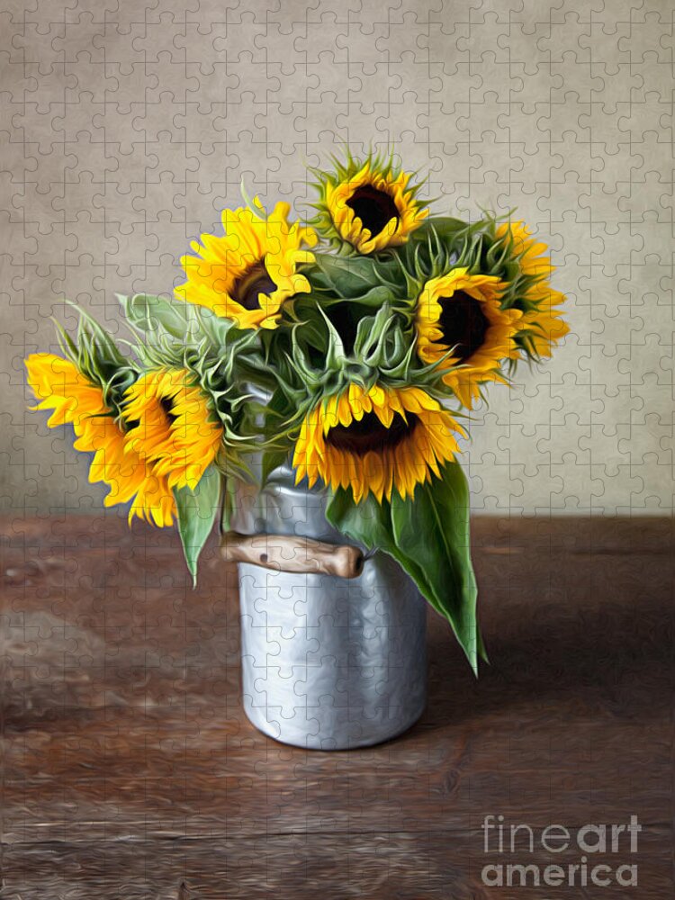 Sunflower Jigsaw Puzzle featuring the photograph Sunflowers by Nailia Schwarz