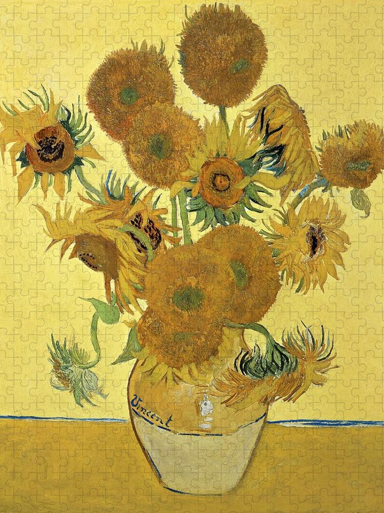 #faatoppicks Jigsaw Puzzle featuring the painting Sunflowers, 1888 by Vincent Van Gogh