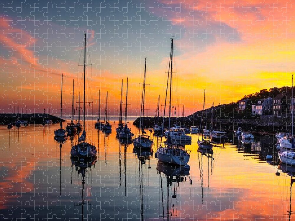 Sunset Jigsaw Puzzle featuring the photograph Sunrise at Rockport by Steve Brown