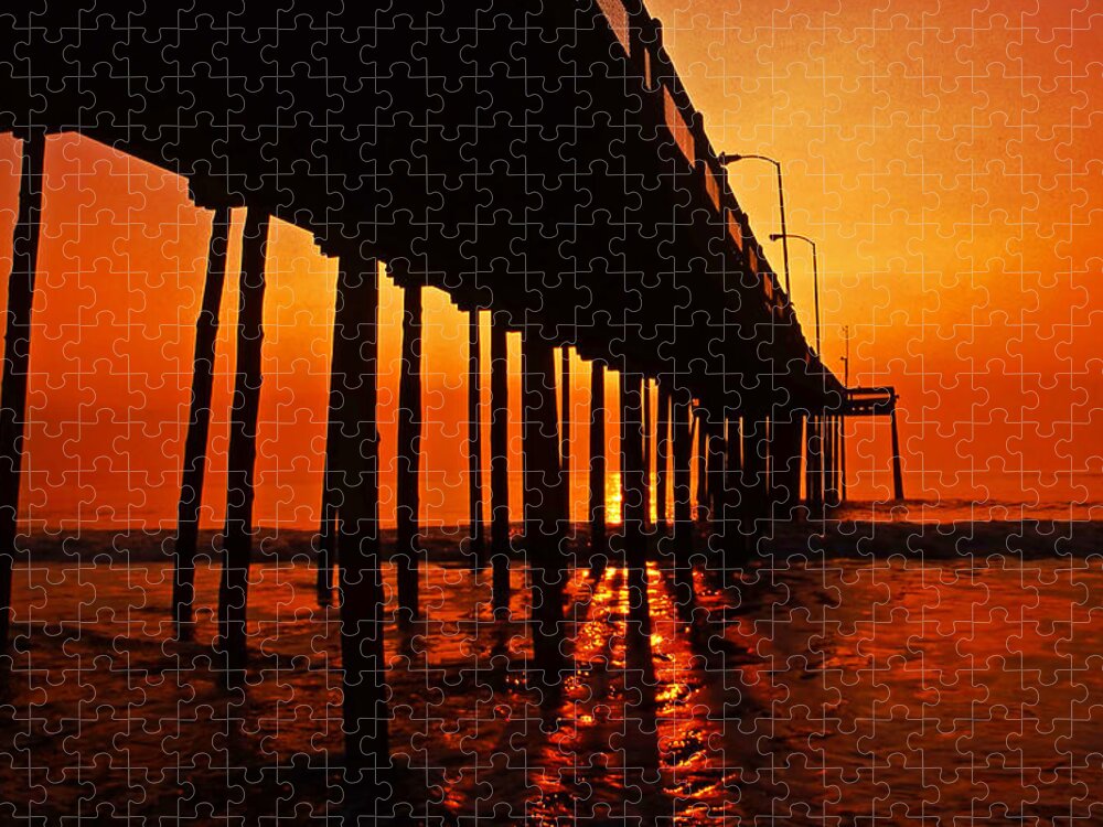 Sunrise Jigsaw Puzzle featuring the photograph Sunrise at the pier. Ocean City MD by Bill Jonscher
