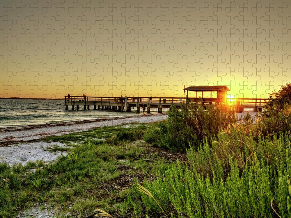 Sanibel Island Jigsaw Puzzle featuring the photograph Sunrise At The Sanibel Island Pier by Greg and Chrystal Mimbs
