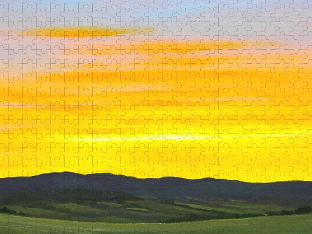 Sunrise Jigsaw Puzzle featuring the painting Sunrise by Frank Wilson