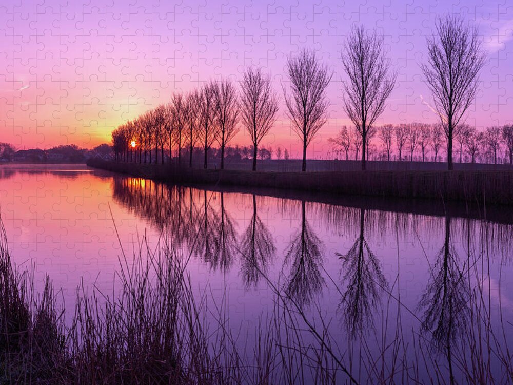Canal Jigsaw Puzzle featuring the photograph Sunrise in Holland by Sue Leonard