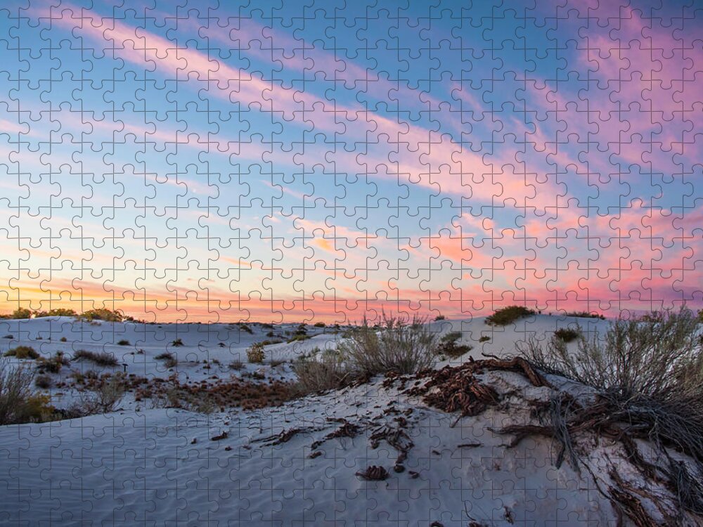 White Sands Jigsaw Puzzle featuring the photograph Sunrise in the Desert by John Roach