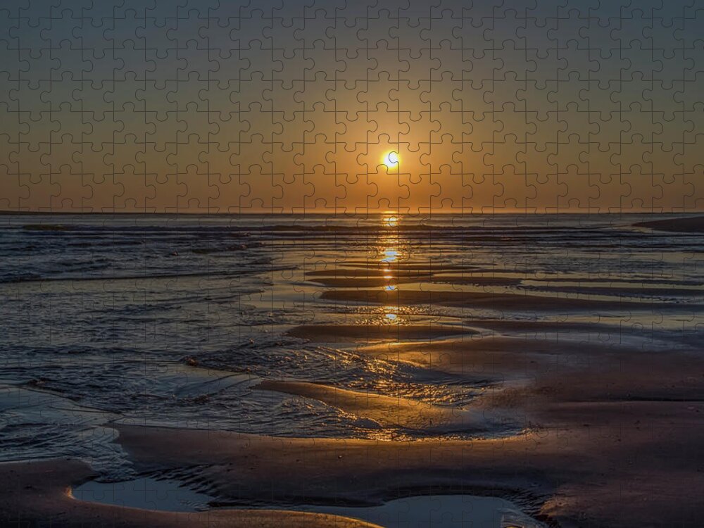 Sunrise Jigsaw Puzzle featuring the photograph Sunrise on Strathmere Beach - New Jersey by Bill Cannon