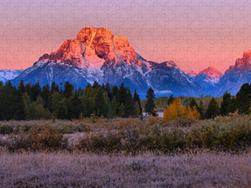 Grand Teton National Park Jigsaw Puzzle featuring the photograph Sunrise On The Way To Oxbow by Adam Jewell