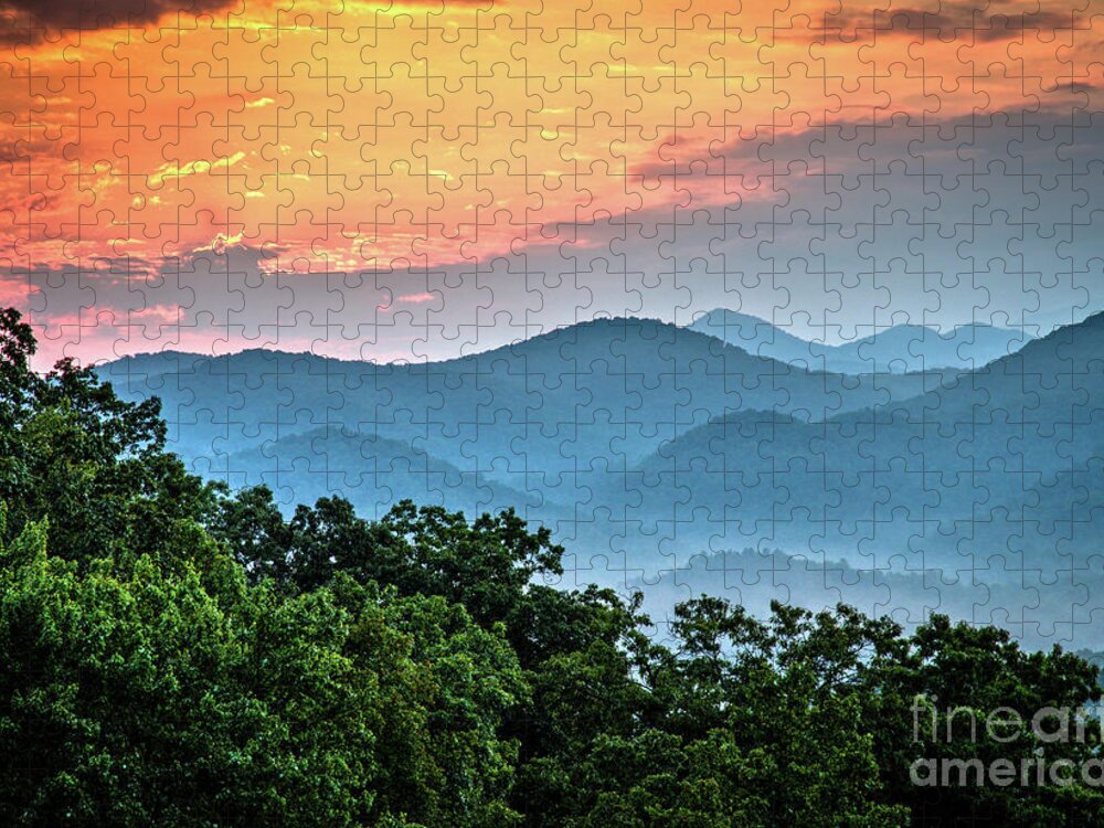 Smoky Jigsaw Puzzle featuring the photograph Sunrise Over the Smoky's by Douglas Stucky