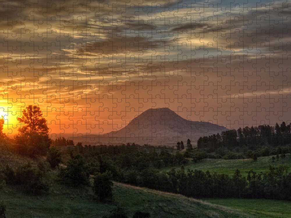 Bear_butte Jigsaw Puzzle featuring the photograph Sunrise Serenity by Fiskr Larsen