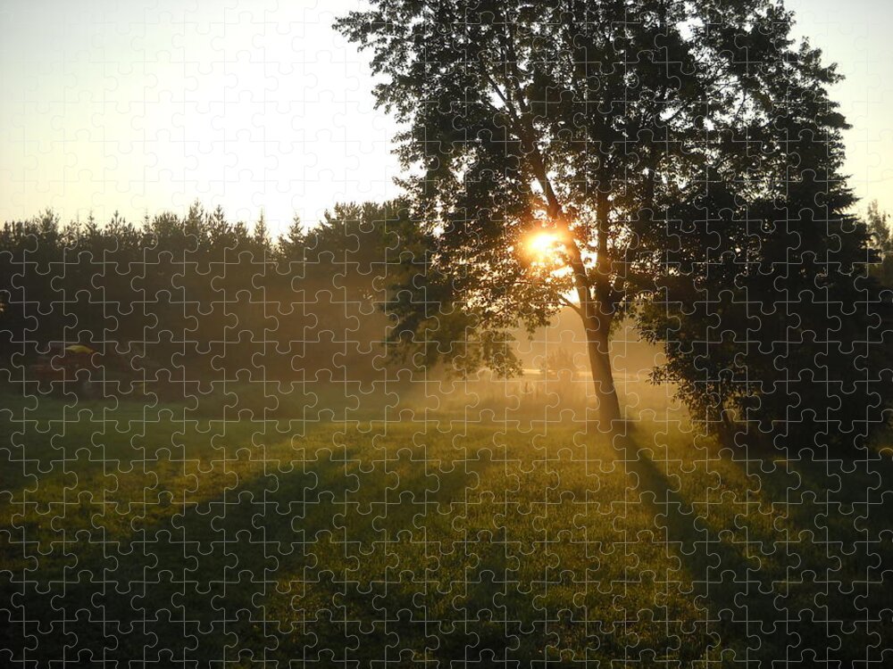 Fog Jigsaw Puzzle featuring the photograph Sunrise Shadows Through Fog by Kent Lorentzen