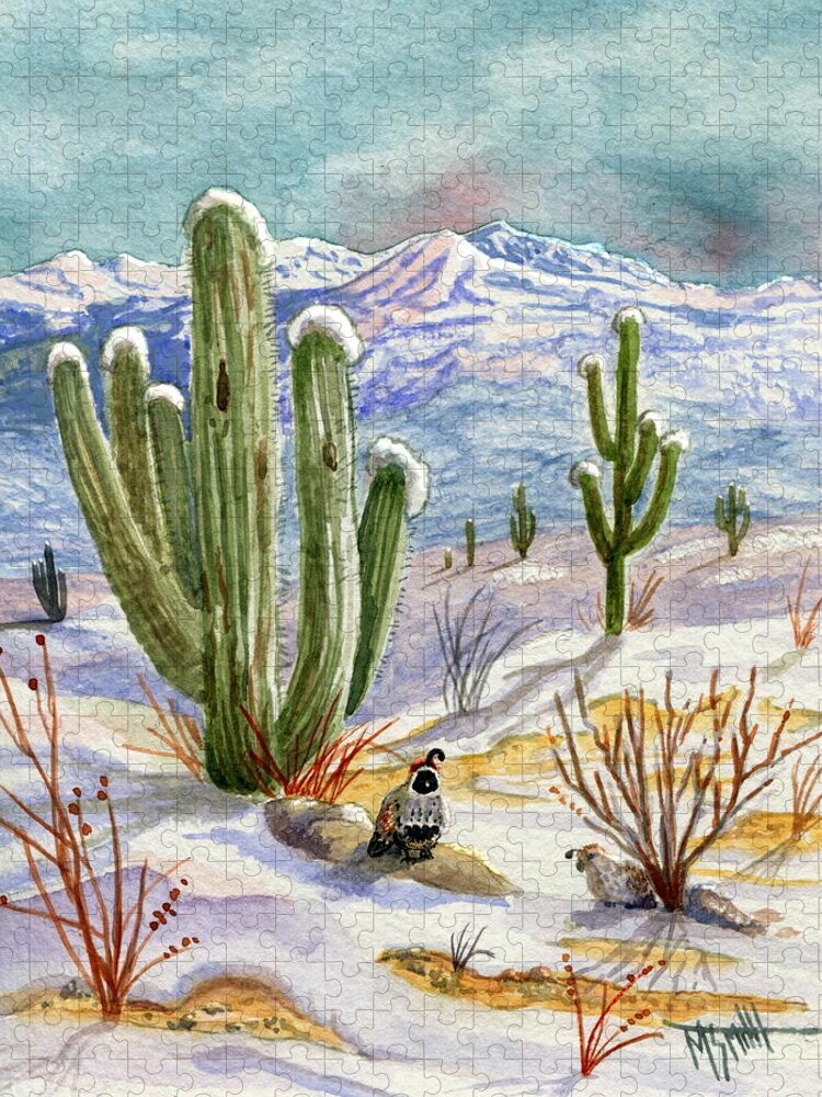 Desert Jigsaw Puzzle featuring the painting Sunrise Surprise In The Desert by Marilyn Smith