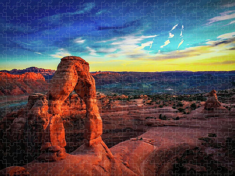 Arches National Park Jigsaw Puzzle featuring the photograph Sunset Arches by Mountain Dreams