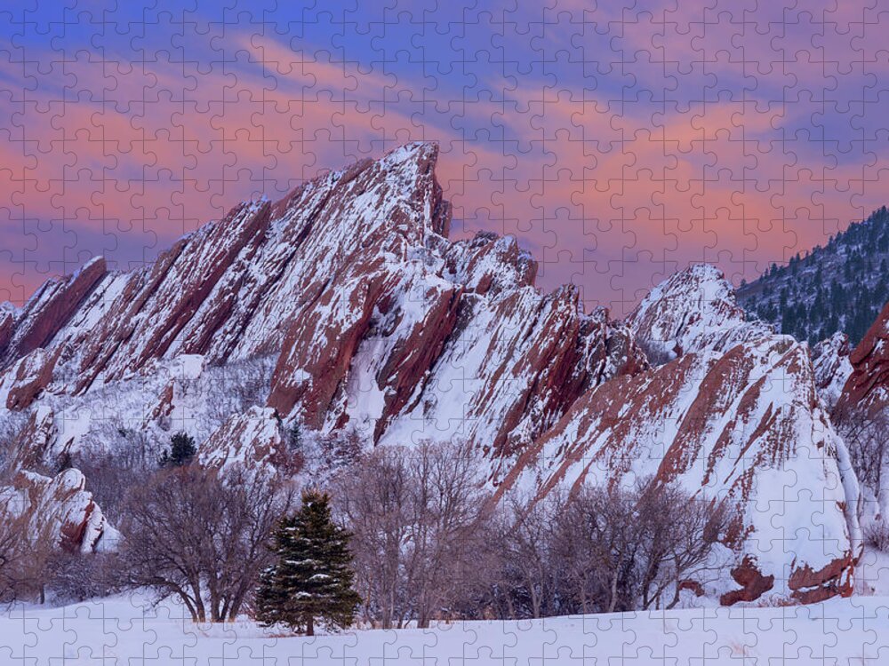 Snow Jigsaw Puzzle featuring the photograph Sunset At Arrowhead by Darren White