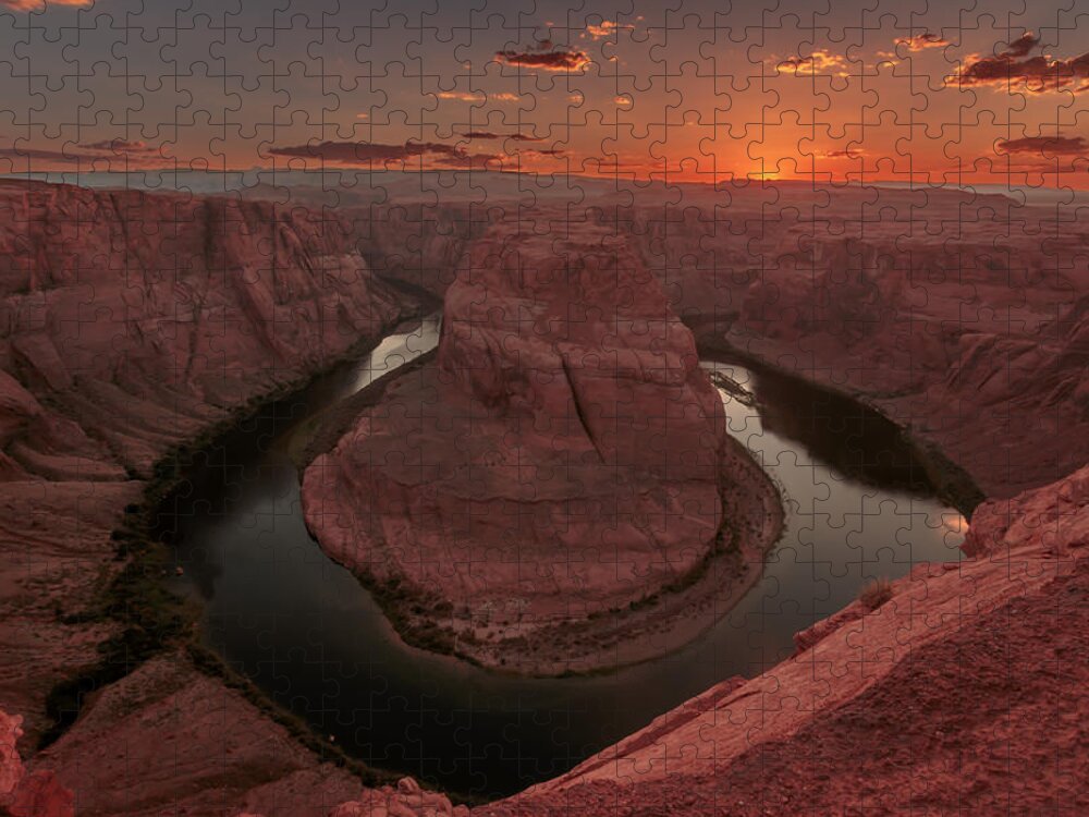 Sunset Jigsaw Puzzle featuring the photograph Sunset at Horseshoe Bend by Susan Rissi Tregoning