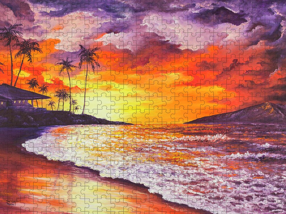 Darice Jigsaw Puzzle featuring the painting Sunset At Kapalua Bay by Darice Machel McGuire