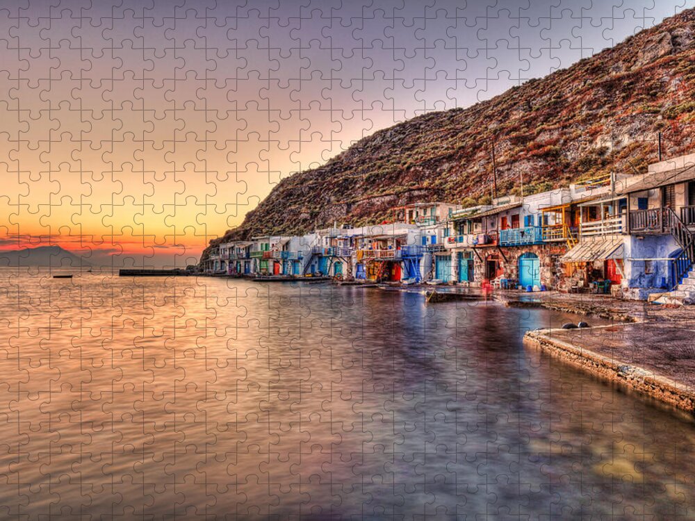 Milos Jigsaw Puzzle featuring the photograph Sunset at Klima in Milos - Greece by Constantinos Iliopoulos