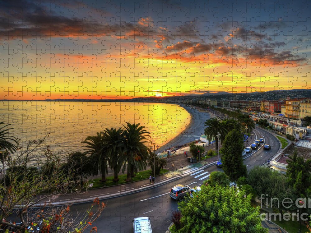 Yhun Suarez Jigsaw Puzzle featuring the photograph Sunset At Nice by Yhun Suarez