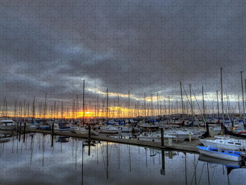 Hdr Jigsaw Puzzle featuring the photograph Sunset at Port Gardner by Brad Granger