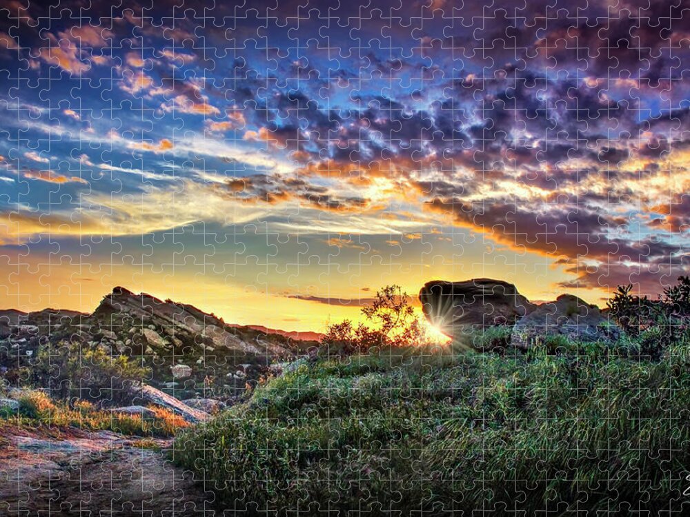 Sunset Jigsaw Puzzle featuring the photograph Sunset At Sage Ranch by Endre Balogh