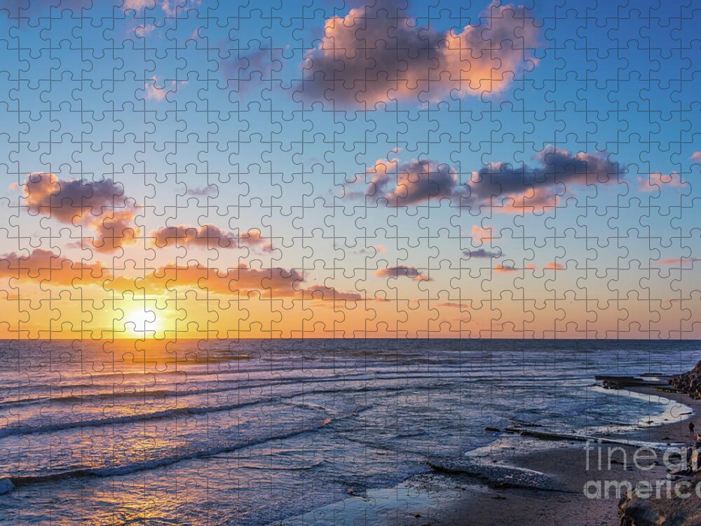 Beach Jigsaw Puzzle featuring the photograph Sunset at Swami's Beach by David Levin
